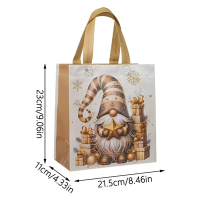Kit de bolsa de regalo navideña de tela no tejida - Tema de gnomos (23 cm)