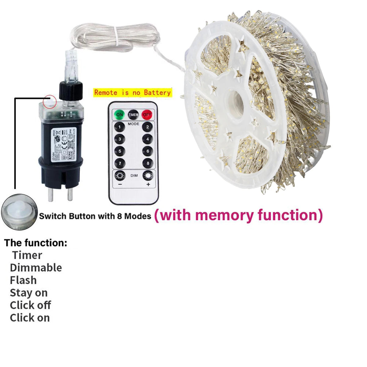 Premium LED Cluster String Lights (30M-50M): 8 Modes for Christmas