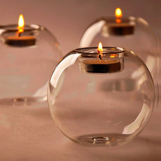 Round Glass Tea Light Holder — Soft Glow for Elegant Atmospheres