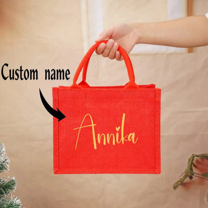 Bolsa de regalo personalizada de yute rojo (paja)