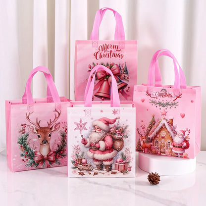 Reusable Non-Woven Fabric (TNT) Christmas Gift Bag - 4/8 Set