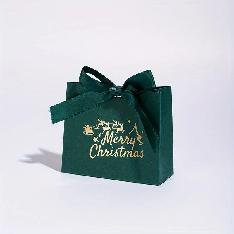 12 Pcs Elegant Christmas Paper Gift Bags (Green, White, or Red)