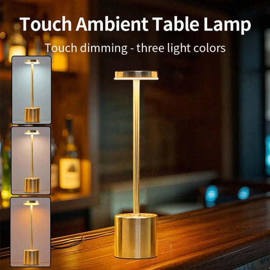 Sophisticated Ambience: Minimalist Touch Lamp, 3-Colour Stepless Dimming