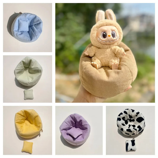 For 15-17cm Labubu Mini Sofa Bjd Doll Room Decoration 2nd Generation Sitting Party Series Doll Sofa Car Mini Sofa Bed