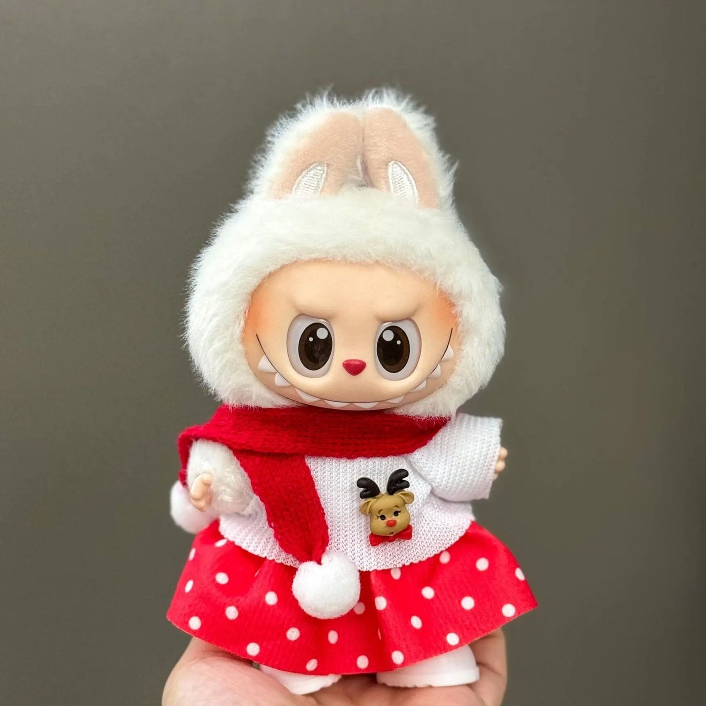 For 17cm Labubu V2 V1 Plush Idol Doll's Clothing  Christmas Cloak Sweater Hat Set Gift Labubu Clothes  Labubu ropa