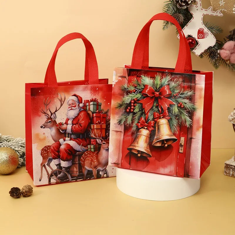Reusable Non-Woven Fabric (TNT) Christmas Gift Bag - 4/8 Set