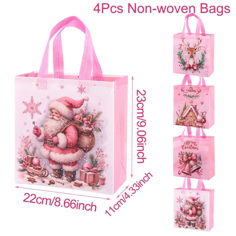 Reusable Non-Woven Fabric (TNT) Christmas Gift Bag - 4/8 Set