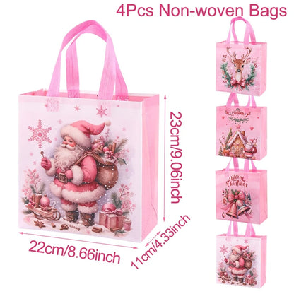 Reusable Non-Woven Fabric (TNT) Christmas Gift Bag - 4/8 Set