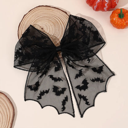 Barrettes chauve-souris effrayantes avec voile en dentelle – Glamour gothique pour Halloween