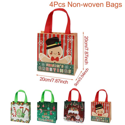 Reusable Non-Woven Fabric (TNT) Christmas Gift Bag - 4/8 Set