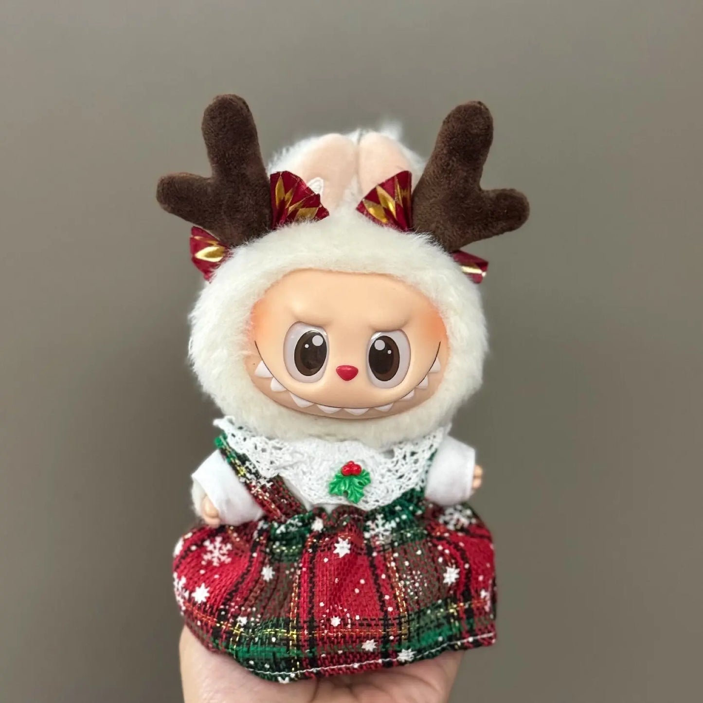 For 17cm Labubu V2 V1 Plush Idol Doll's Clothing  Christmas Cloak Sweater Hat Set Gift Labubu Clothes  Labubu ropa
