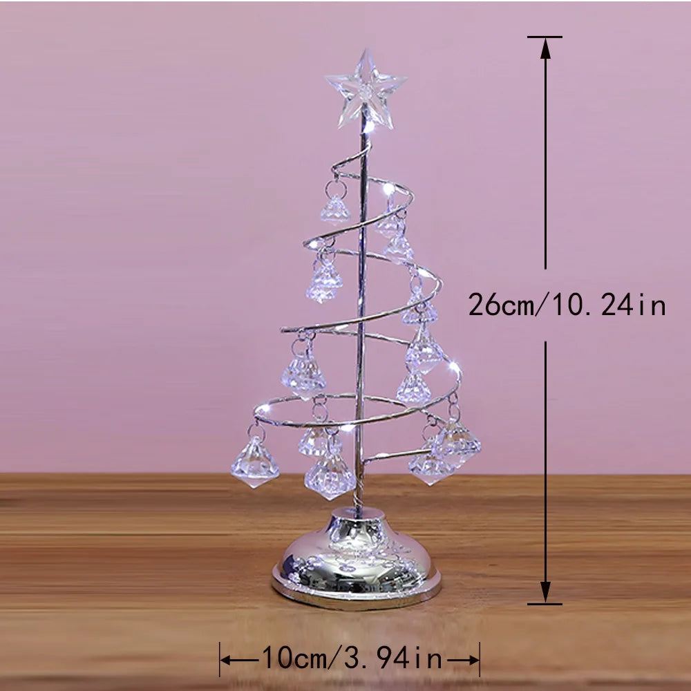 Árbol espiral metálico con cristales (plata/oro)