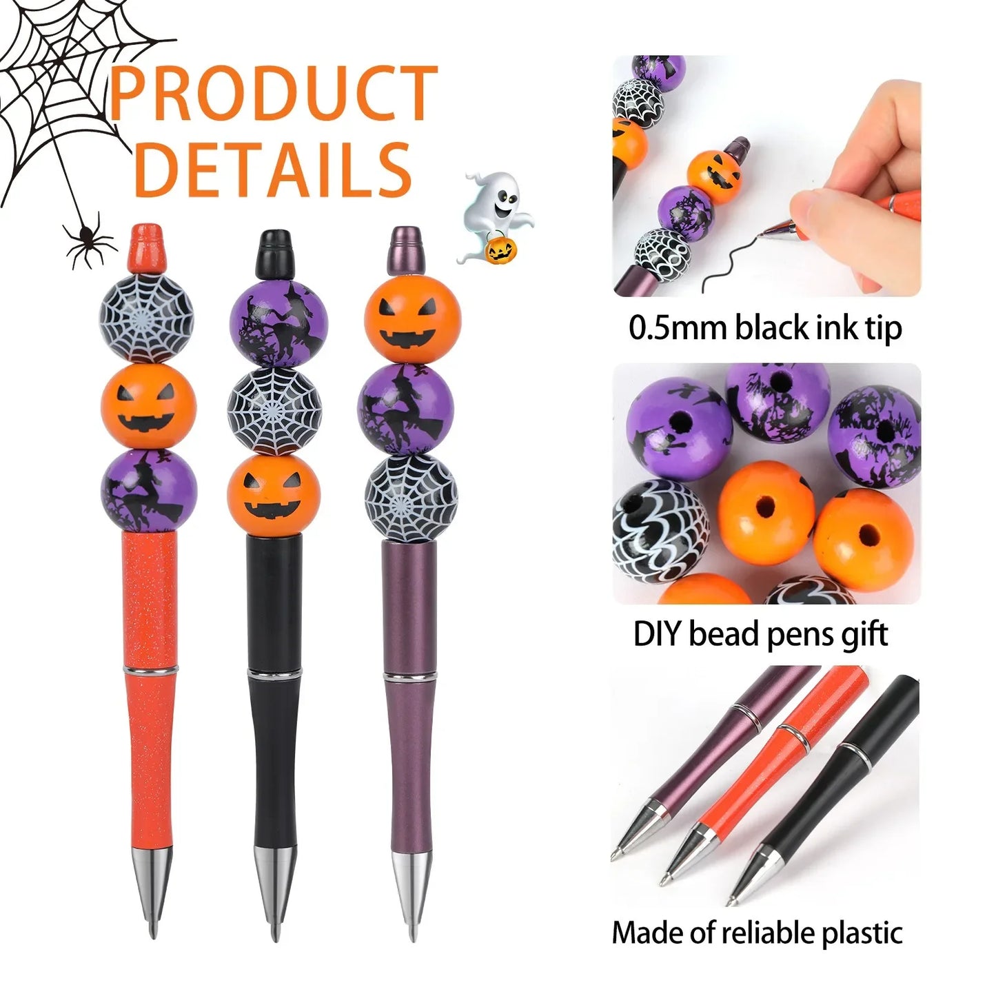 Halloween Pumpkin and Witch Ballpoint Pens – Fun Party Favors with Spider Web Design for Trick or Treat and Kids' Halloween Parties