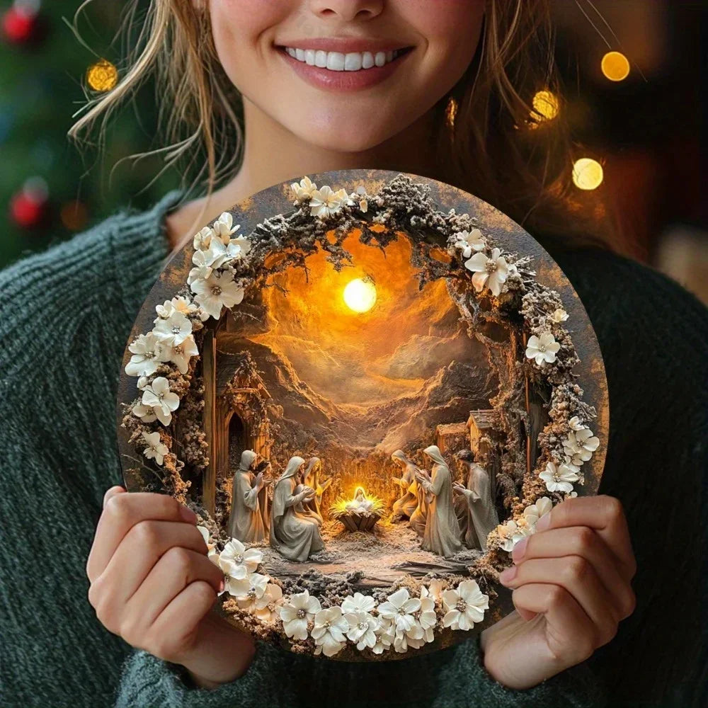 Metal Wall Art: Classic Nativity Scene (Aluminium)