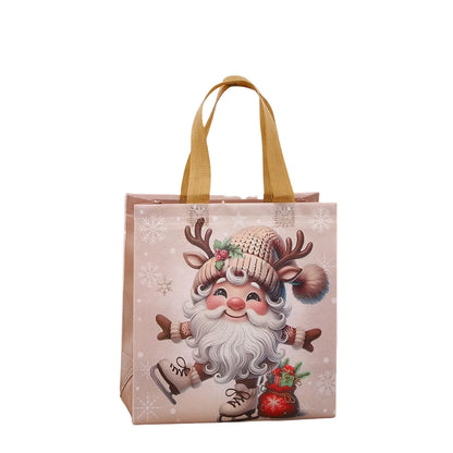 Embalaje navideño ecológico: bolsas navideñas duraderas de tela no tejida con diseños artísticos luminosos.