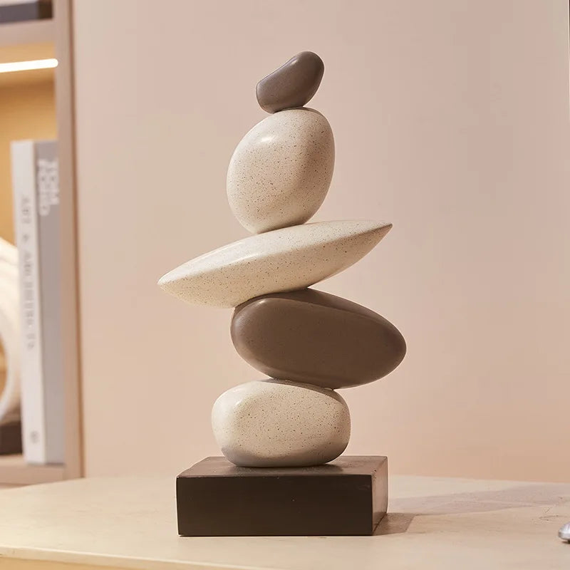 Abstract Stacked Stone Resin Sculpture 26.5 cm