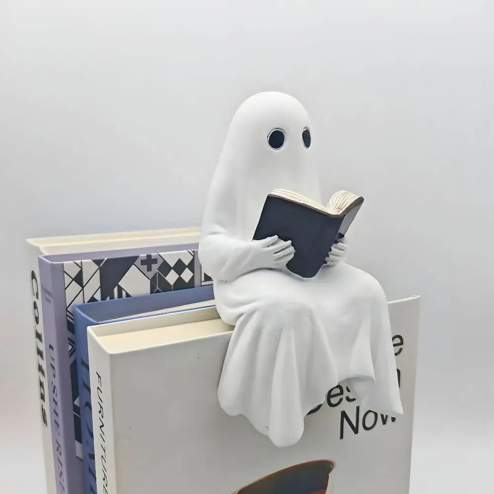 Charming Ghost Figurine Detail View - Whimsical Halloween Decor | Book Lovers Home Decoration