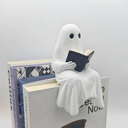Charming Ghost Figurine Detail View - Whimsical Halloween Decor | Book Lovers Home Decoration