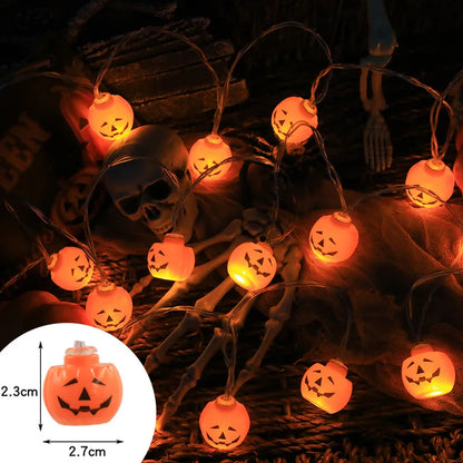 Halloween LED Light String – Pumpkin, Skull, and Eyeball Shaped Lanterns for Trick or Treat and Halloween Decorations