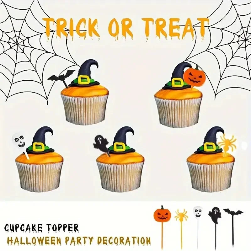 Halloween Cake Decoration Sticks – Cartoon Pumpkin and Ghost Cake Toppers for Trick or Treat and Kids’ Halloween Parties