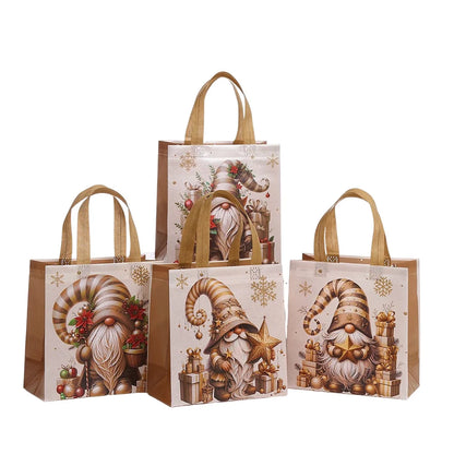 Kit de bolsa de regalo navideña de tela no tejida - Tema de gnomos (23 cm)