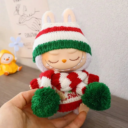 For 17cm Labubu V2 V1 Plush Idol Doll's Clothing  Christmas Cloak Sweater Hat Set Gift Labubu Clothes  Labubu ropa