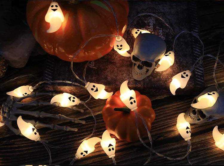 Halloween LED Light String – Pumpkin, Skull, and Eyeball Shaped Lanterns for Trick or Treat and Halloween Decorations