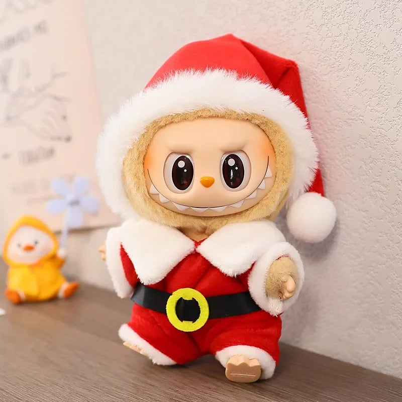 For 17cm Labubu V2 V1 Plush Idol Doll's Clothing  Christmas Cloak Sweater Hat Set Gift Labubu Clothes  Labubu ropa