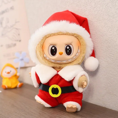 For 17cm Labubu V2 V1 Plush Idol Doll's Clothing  Christmas Cloak Sweater Hat Set Gift Labubu Clothes  Labubu ropa