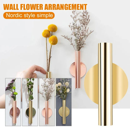 1Pcs Creative Rose Golden Vase Wall Holder Stainless Steel Flowerpot Home Wedding Decoration for Livingroom Wall Mirror Vase