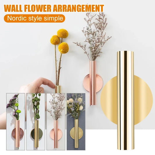 Golden Vase Wall Holder Stainless Steel Flowerpot Home Wedding