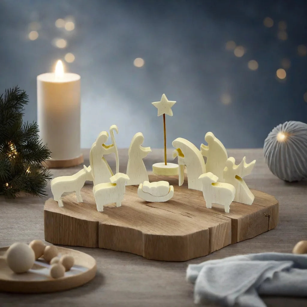 Minimalist Wooden Nativity Set