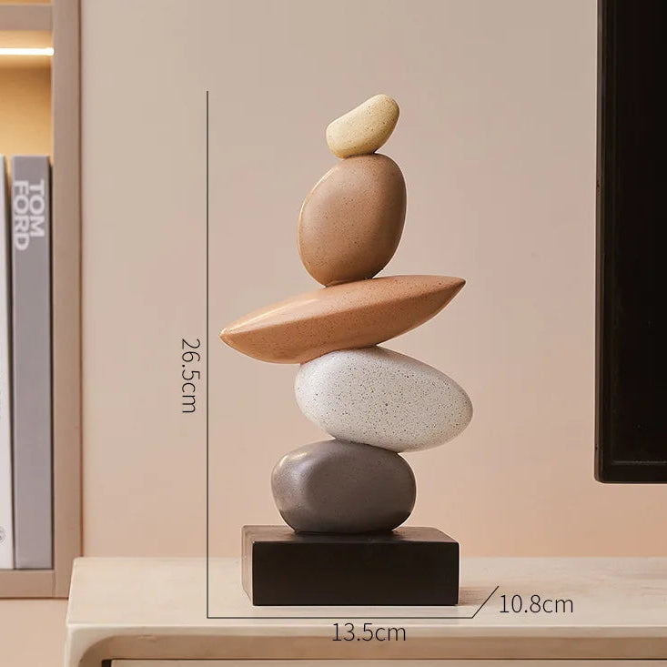 Abstract Stacked Stone Resin Sculpture 26.5 cm