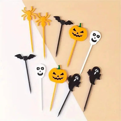 Halloween Cake Decoration Sticks – Cartoon Pumpkin and Ghost Cake Toppers for Trick or Treat and Kids’ Halloween Parties