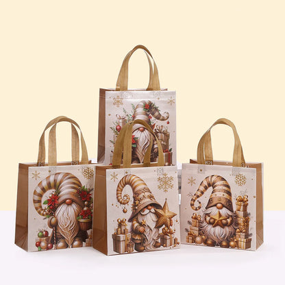 Kit de bolsa de regalo navideña de tela no tejida - Tema de gnomos (23 cm)