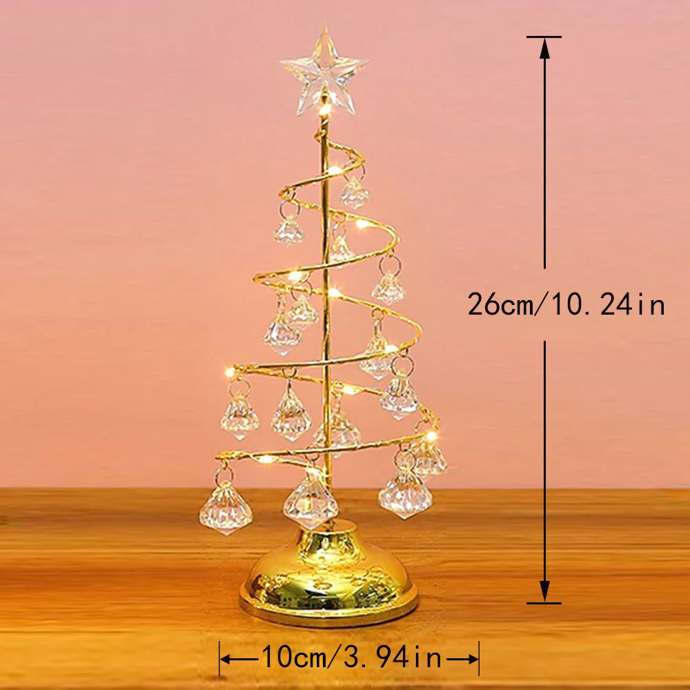 Árbol espiral metálico con cristales (plata/oro)