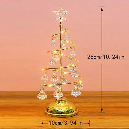 Árbol espiral metálico con cristales (plata/oro)