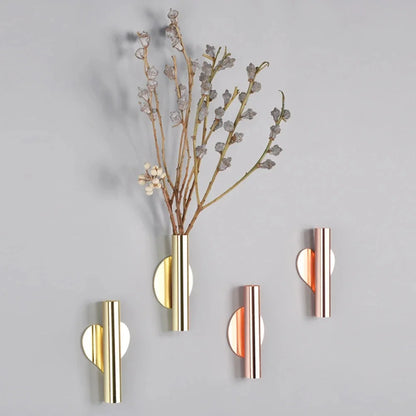 1Pcs Creative Rose Golden Vase Wall Holder Stainless Steel Flowerpot Home Wedding Decoration for Livingroom Wall Mirror Vase