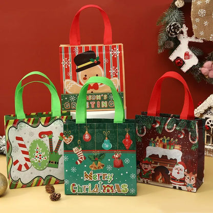 Reusable Non-Woven Fabric (TNT) Christmas Gift Bag - 4/8 Set