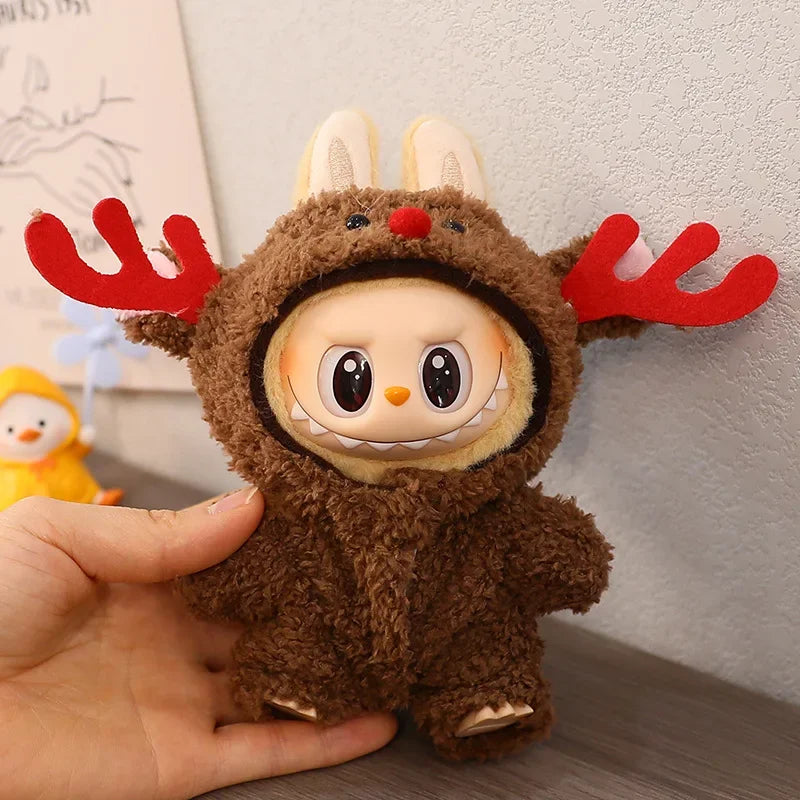 For 17cm Labubu V2 V1 Plush Idol Doll's Clothing  Christmas Cloak Sweater Hat Set Gift Labubu Clothes  Labubu ropa