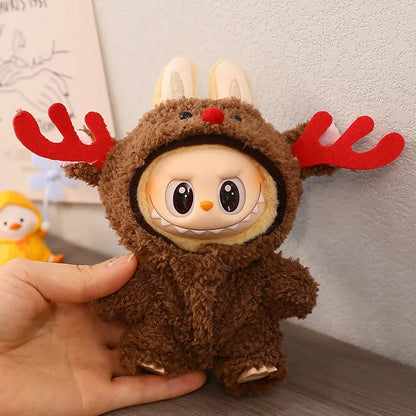 For 17cm Labubu V2 V1 Plush Idol Doll's Clothing  Christmas Cloak Sweater Hat Set Gift Labubu Clothes  Labubu ropa