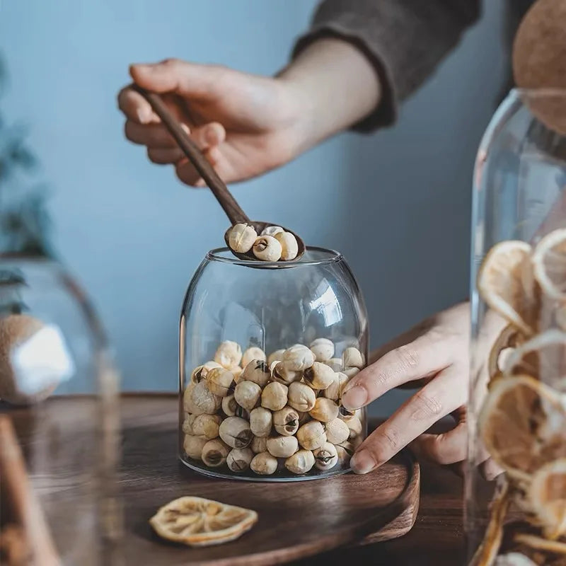 Sealed Elegance – Glass Jar with Natural Cork Lid for Stylish Food Storage
