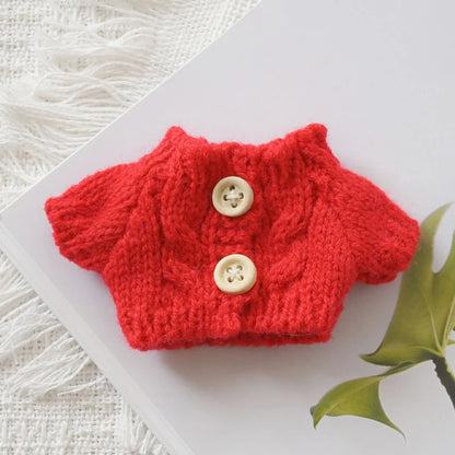 For 17cm Labubu V2 V1 Plush Idol Doll's Clothing  Christmas Cloak Sweater Hat Set Gift Labubu Clothes  Labubu ropa