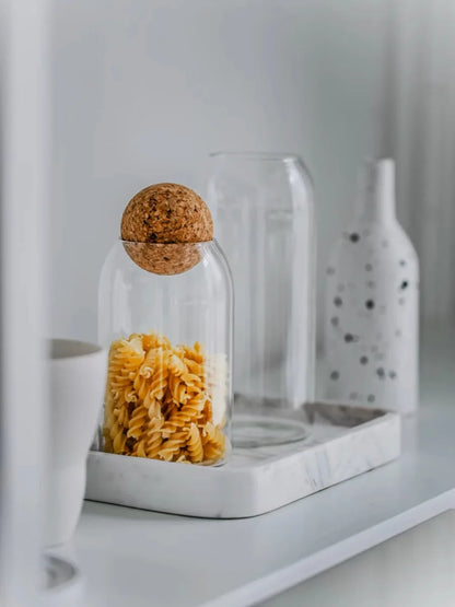 Sealed Elegance – Glass Jar with Natural Cork Lid for Stylish Food Storage