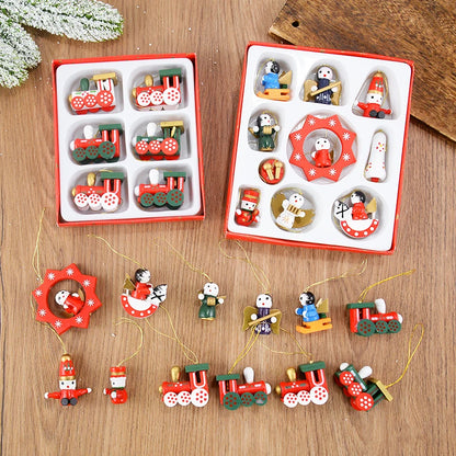 Ensemble de mini pendentifs en bois - Trains et figurines (6/10/16 pièces)