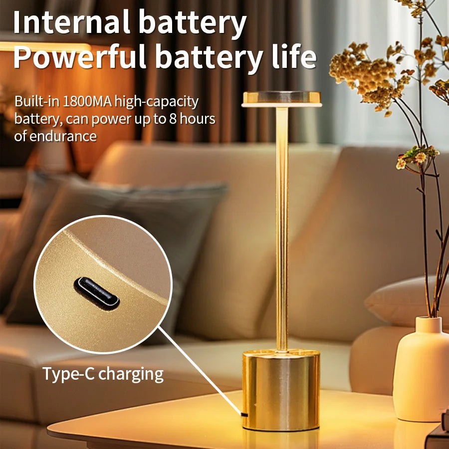 Sophisticated Ambience: Minimalist Touch Lamp, 3-Colour Stepless Dimming