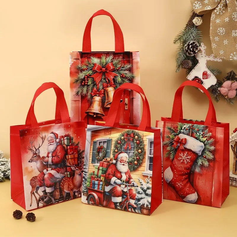 Reusable Non-Woven Fabric (TNT) Christmas Gift Bag - 4/8 Set