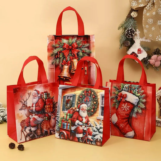Reusable Non-Woven Fabric (TNT) Christmas Gift Bag - 4/8 Set