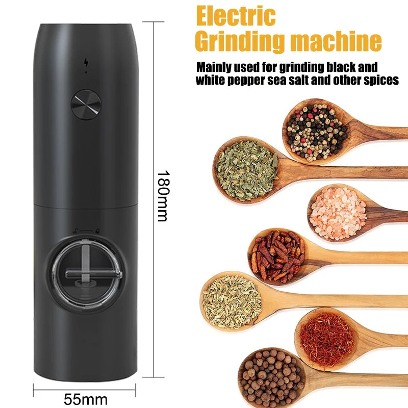 USB Rechargeable Automatic Salt and Pepper Grinder with Adjustable Coarseness and LED Light