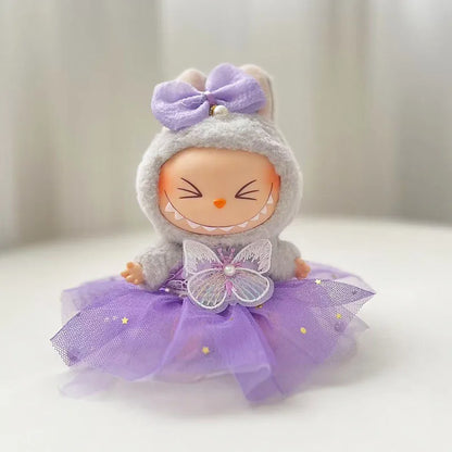 Labubu Dolls Purple Butterfly Dress – Fairy Outfit for 15–17cm Plush Dolls